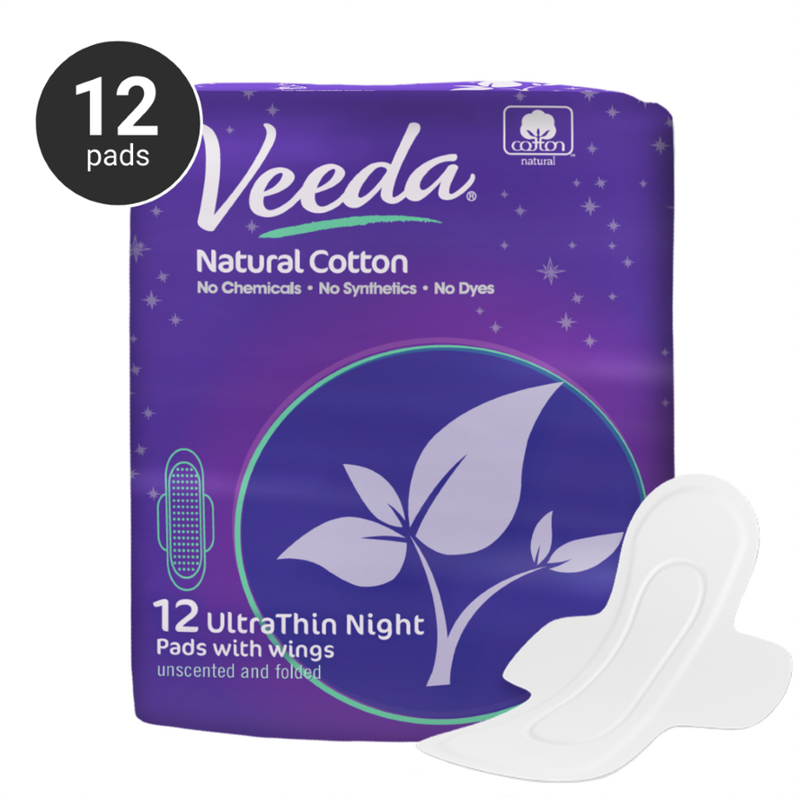 Veeda Ultra Thin Natural Cotton Night Pads - Veeda Aus